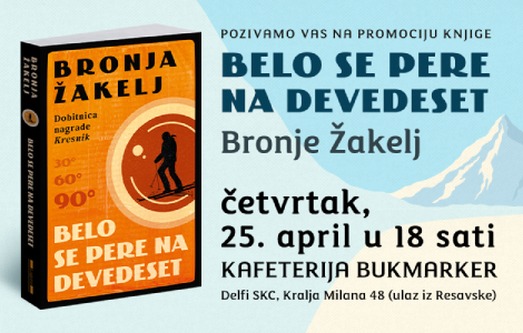 o romanu belo se pere na devedeset slovenačke autorke bronje žakelj 25 aprila u knjižari delfi skc laguna knjige
