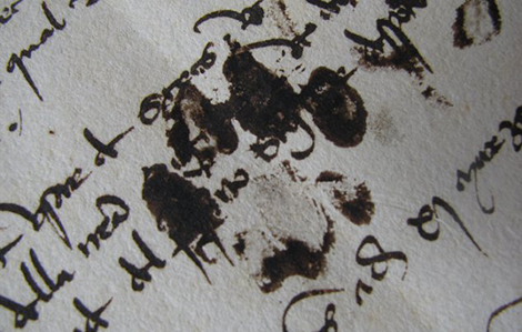 mačje šapice u mastilu na rukopisu iz 15 veka laguna knjige